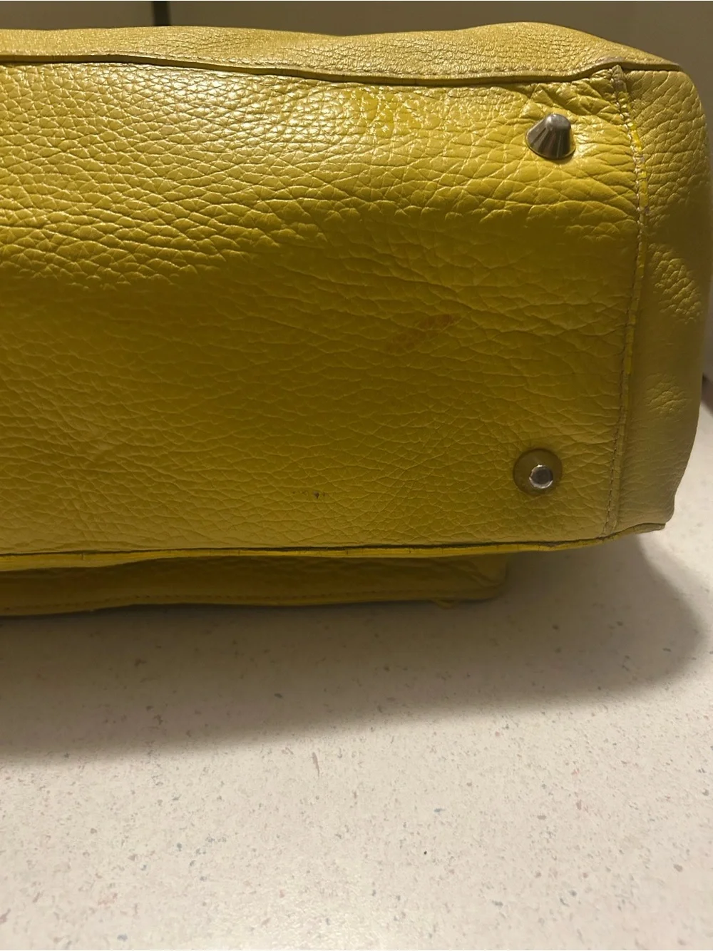 Pulicati Yellow Leather Satchel Handbag